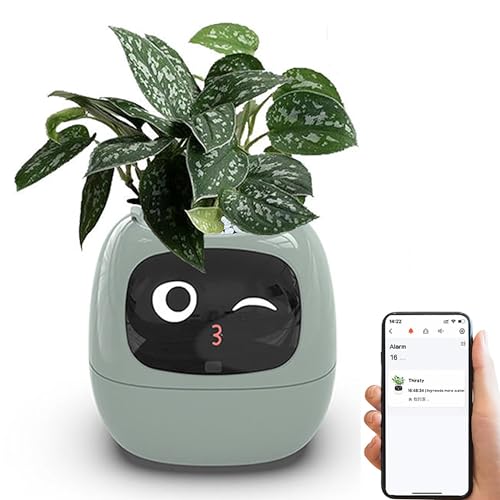 Intelligente Blumentöpfe, AI Planter, intelligenter Blumentopf, intelligente Blumentöpfe, 7 intelligente Sensoren, AI-Chips, LCD-Bildschirm, Uhrzeit, Datum, Wetteranzeige, APP-Steuerung, machen ( Colo von WHIPIN