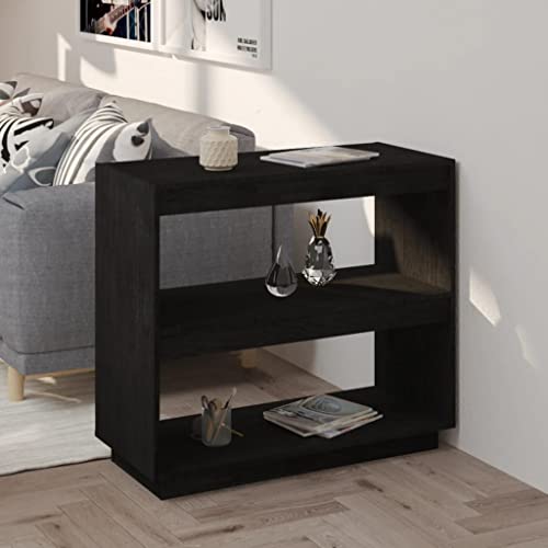 WIFESE Bücherregal 80x35x71 2 Fächer Raumteiler Holzregal Kleines Regal für Büro Wohnzimmer Arbeitszimmer Würfelregal Schwarz Standregal Bookshelf Aufbewahrungsregal Aktenregal Massivholz Kiefer von WIFESE