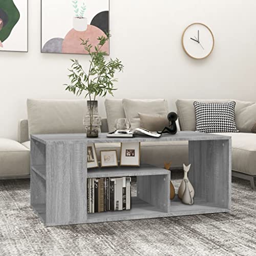 WIFESE Couchtisch 105x55x32 cm mit Stauraum Beistelltisch Wohnzimmertisch Kaffeetisch Stilvollen Modern Kleiner Tisch Wohnzimmer Coffee Table Coutischtisch Sofatisch Holzwerkstoff Grau von WIFESE
