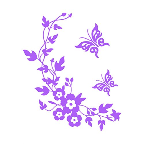 WINOMO WC Sticker Schmetterling Blume Deckel Aufkleber Wandaufkleber Wandtattoo (Lila) von WINOMO