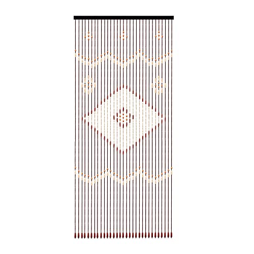 WINPANG 31 Line Vintage hölzerne Perlenkette Tür Vorhang, natürliche hölzerne Bambus Perlen Vorhang, hölzerne hängende Partition Vorhang, Kaffee, 90x208cm von WINPANG