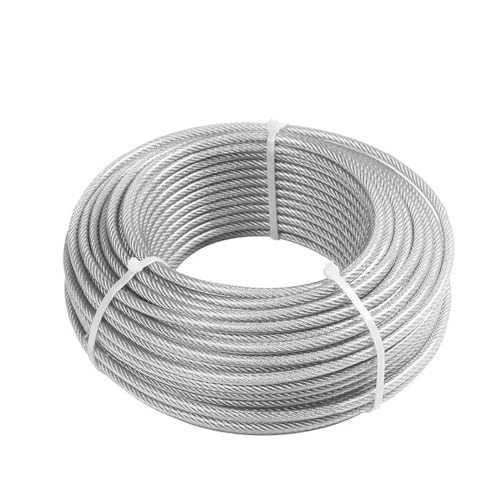 100 Meter Stahl-PVC-beschichtetes flexibles Drahtseil, weiches Kabel, transparenter Edelstahl, Wäscheleine, Durchmesser 0,8/1/1,5/2/2,5/3/4 mm (Größe: 10 Meter, Farbe: Durchmesser 2 mm) von WJFLUCK