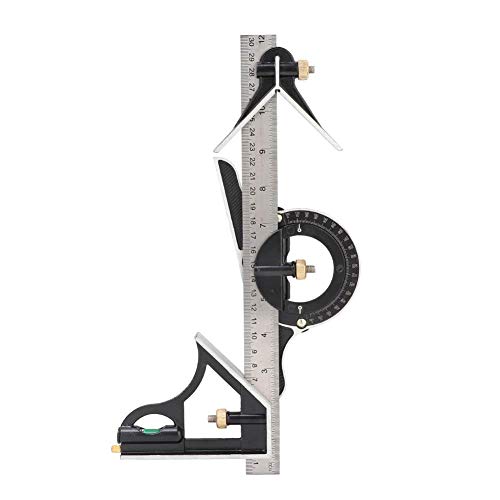 Winkelmesser, Edelstahl-Winkellineal 0-180 ° Kombination Tri Square 0.01 Winkelmesser-Messwerkzeug von WLGOLD
