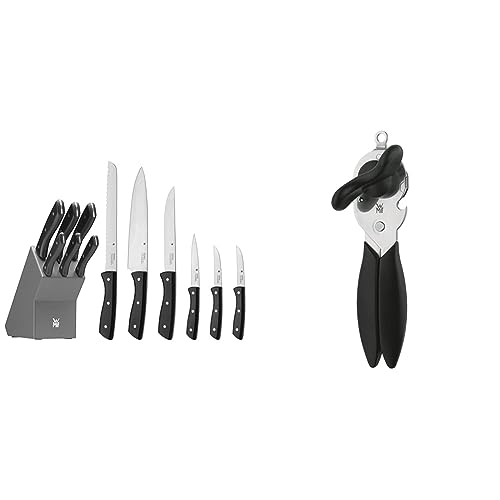 WMF Messerblock mit Messerset 7-teilig, Küchenmesser Set mit Messerhalter & Dosenöffner mit Kapselheber 20 cm, Dosenöffner manuell, Kunststoff, Cromargan Edelstahl spülmaschinengeeignet von WMF