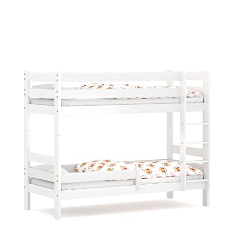 WNM Group Etagenbett für Kinder Sophie - Stockbett mit Rausfallschutz und Lattenrost - Absturzsicherung Doppelstockbett - Jugendbett - Weiß - 190x90 von WNM Group