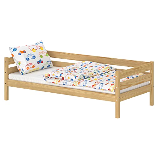 WNM Group Kinderbett für Mädchen und Jungen Kaira - Jugenbett aus Massivholz - Hohe Qualität Bett 190x90 cm - Natürliche Kiefer von WNM Group