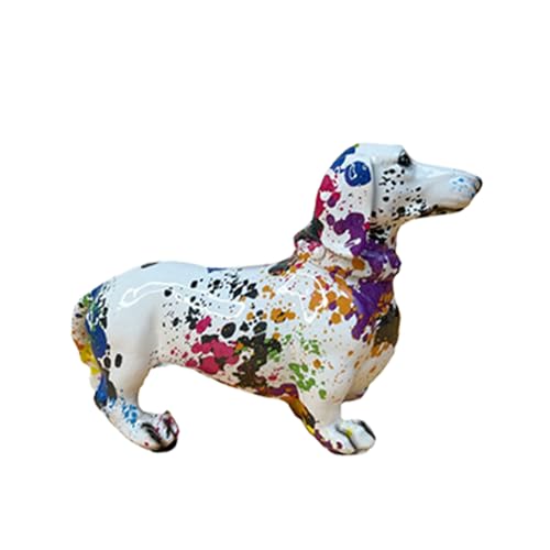 WOBBLO Graffiti Dackel Statue, Bunte Dackel Statue Graffiti Dackel Figur | Kreative Graffiti-Dackel Kunst Hundefigur, Kreative Tierskulptur, Tierskulptur, Hundefigur von WOBBLO