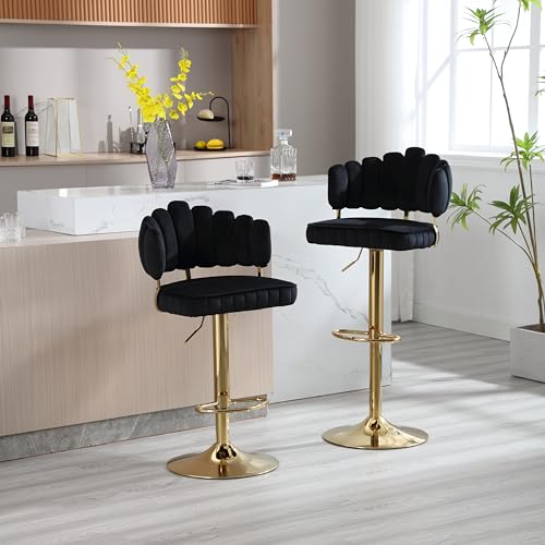 WODSOFTI COOLMORE Swivel Bar Stools Set of 2 Adjustable Counter Height Chairs with Footrest for Kitchen, Dining Room von WODSOFTI
