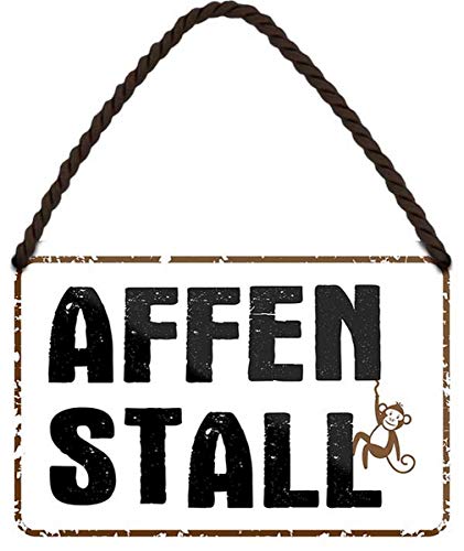 Affenstall 18x12 cm Spruch Blechschild Hängeschild HS523 von WOGEKA ART