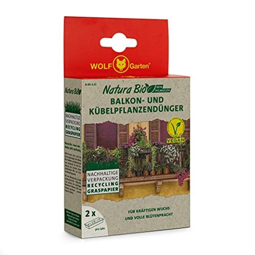 WOLF-Garten - Natura Bio Balkon- und Kübelpflanzendünger N-BK 0,25 für ca. 2 Blumenkästen pro Jahr; Verpackung aus Recycling-Graspapier von WOLF Garten