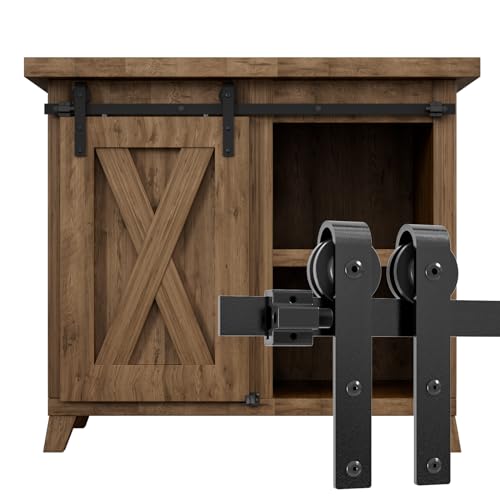 WOLFBIRD 76cm/2.5FT Schiene Super Mini Schiebetür Hardware Kit für Einzeltür, kleiner Schrank, TV-Stand verwendet (kein Schrank) von WOLFBIRD