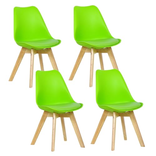 WOLTU® 4er Set Esszimmerstühle Küchenstuhl Design Stuhl Esszimmerstuhl Kunstleder Holz Grün BH29gn-4 von WOLTU