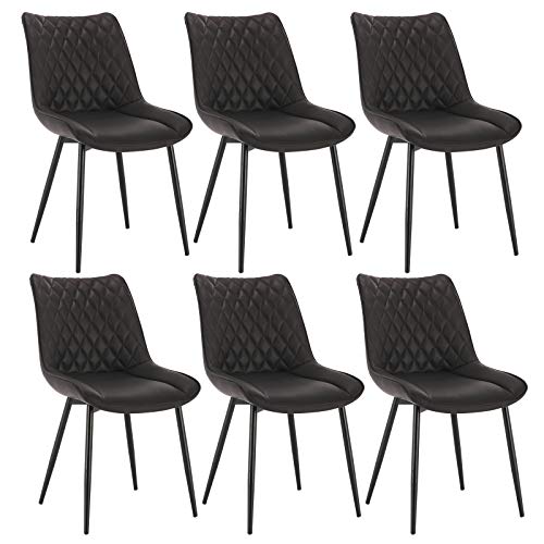 WOLTU® Esszimmerstühle BH210an-6 6er Set Küchenstuhl Polsterstuhl Wohnzimmerstuhl Sessel mit Rückenlehne, Sitzfläche aus Kunstleder, Metallbeine, Antiklederoptik, Anthrazit von WOLTU