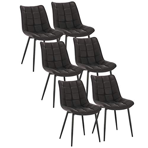 WOLTU 6 x Esszimmerstühle 6er Set Esszimmerstuhl Küchenstuhl Polsterstuhl Design Stuhl mit Rückenlehne, mit Sitzfläche aus Kunstleder, Gestell aus Metall, Anthrazit, BH207an-6 von WOLTU