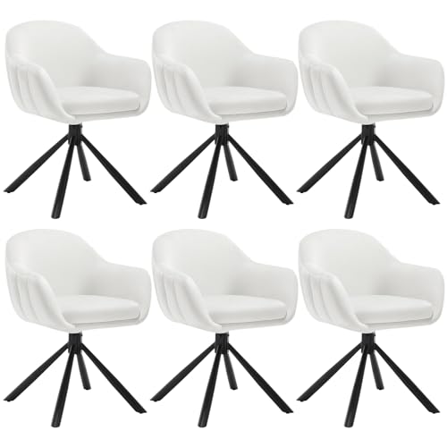 WOLTU Esszimmerstühle drehbar 6er Set, Drehstuhl Esszimmer, Esstisch Stühle, Küchenstühle, Samt Sessel Wohnzimmer, Armlehnstuhl modern, Essstühle, Polsterstuhl, Sessel modern, Beige, EZS05cm-6 von WOLTU