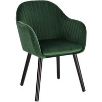 1xEsszimmerstühle Küchenstuhl Polsterstuhl Wohnzimmerstuhl Design Stuhl mit Armlehne mit schwarzer Beine Samt Massivholz Dunkelgrün - dunkelgrün von WOLTU