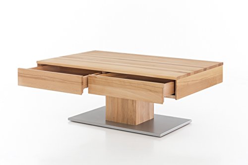 WOODLIVE DESIGN BY NATURE Massivholz Couchtisch rechteckig aus Kernbuche, geölter Wohnzimmer-Tisch, Beistelltisch inkl. Schublade, Tisch 110 x 70 cm von WOODLIVE DESIGN BY NATURE