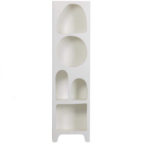 WOOOD Caz Wandschrank Weiß - Trendiger Schrank aus Sperrholz hat 5 Fächer - Wandvitrine Bücherregal 180x47,5x32 cm von WOOOD