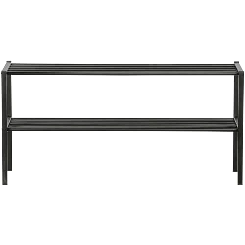 WOOOD Ferro Schuhregal Schwarz - Stapelbares 2-Lagiges Schuhschrank aus Metall Schuhablage 40x85x35 cm von WOOOD