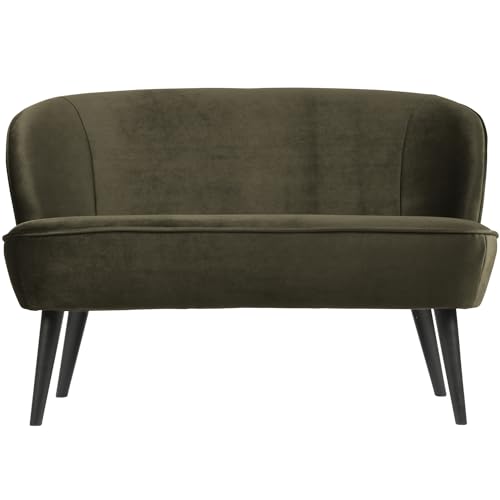 WOOOD Sara 2-Sitzer Sofa, Couch Doppelsofa Loveseat aus Samtstoff Stoffsofa Sitzmöbel - Warmes Grün - 73x110x72 cm von WOOOD