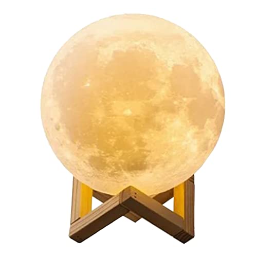 WOOXGEHM 8 cm Mondlicht, 3D Mond Nachtlicht für Kinderzimmer, LED Mondball Zur Raumdekoration, Magisches Globus Nachtlicht mit Holzrahmen, Touch, Mädchen und Jungen von WOOXGEHM