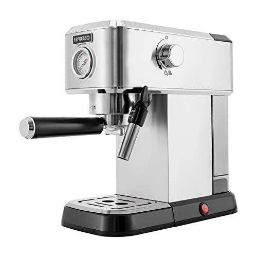 WOQLIBE Halbautomatische Espressomaschine mit Cappuccino-Milchaufschäumer unb 1,2 Liter Wassertank,1350W Leicht zu transportieren, geeignet für Camping, Büro von WOQLIBE