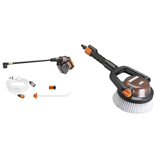 WORX WG633E.9 Hydroshot Akku-Hochdruckreiniger 20V & WA1820 Hydroshot Haarbürste, weich, Schwarz von WORX