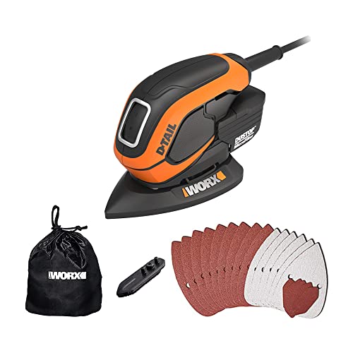 WORX WX648 Schleifer 65W, 230V – Ergonomischer Handschleifer zum Schleifen auch an schwerer zugänglichen Stellen – DUSTSTOP Mikrofilter für sauberes Arbeiten von WORX