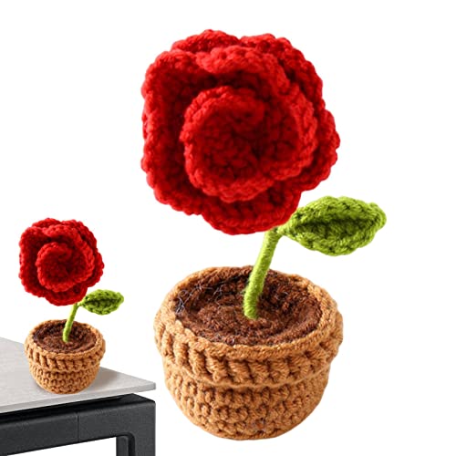 WOTEG Gestrickte Blume | DIY Handwerk mit verschiedenen Blumenformen | Häkel-Sonnenblumen-Zubehör für Heimdekorationen von WOTEG
