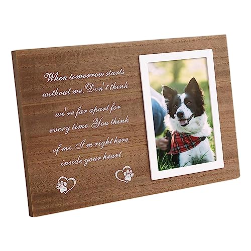 WOTEG Hund Gedenk-Bilderrahmen, Holz Hund Gedenk-Bilderrahmen für den Verlust von Hund oder Katze, Fotorahmen mit Pfotenabdrücken und Herzfilzen-Gedicht, Haustier-Trauergeschenk für Haustiere von WOTEG