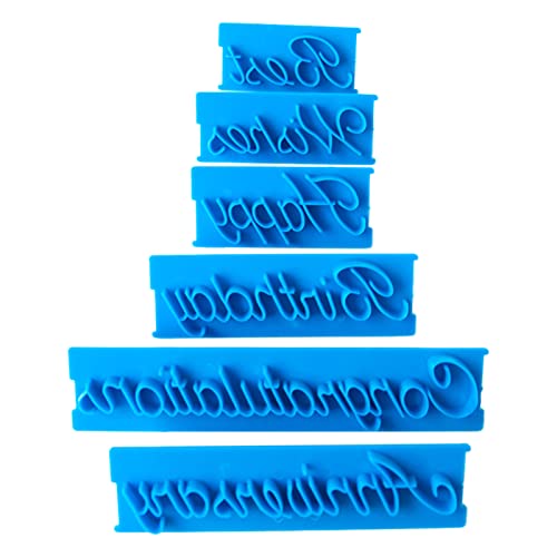 WOTEG Kuchen Fondant Prägung - Set mit 6 blauen Buchstaben Kuchen Schablonen - Brief Stempel Fondant Prägung zum Backen, Kochen, Fondant, Cupcake, Kekse, Kuchen von WOTEG