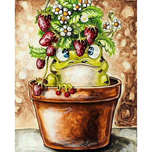 5D Diamond Painting Diamant Malerei Painting Bilder, Wowdecor Frosch Tiere Erdbeere Blume Full Set Groß DIY Diamant Gemälde Malen Nach Zahlen von WOWDECOR