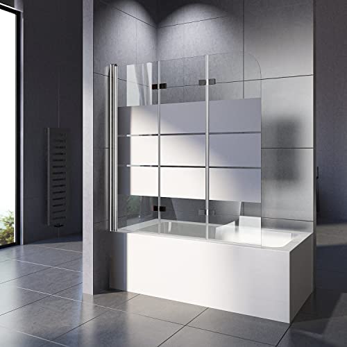 WOWINNE Duschwand für Badewanne 140x140 cm Faltbar Duschwand 3-teilig 6mm Easy-Clean ESG Sicherheitsglas Badewannenaufsatz Duschabtrennung Duschtrennwand von WOWINNE