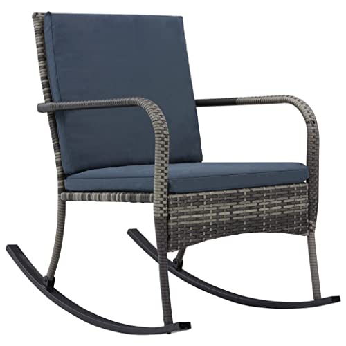 WRJENFSC Lounge-Stuhl Stühle für den Rasen Esszimmerstühle für die Terrasse Garten-Schaukelstuhl Poly Rattan Anthrazit Geeignet für Garten, Hinterhof, Patio, Terrasse, im Freien von WRJENFSC