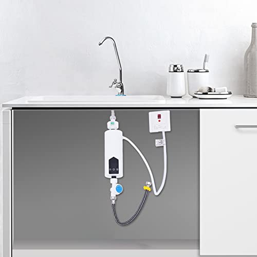 5500W Mini Durchlauferhitzer Elektrische Instant Warmwasserbereiter mit Duschkopf und LED-Anzeige, 220 V IPX4 wasserdichtInstant-Warmwasserbereiter für Küche Badezimmer (EU-Stecker) von WSIKGHU