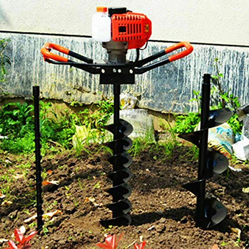 WSIKGHU 2 Takt 52CC Benzin Bohrer Luftgekühlt Erdbohrer 200mmSchneckenbohrer Kit Pflanzwerkzeug Kit Geeignet für die Gartenbepflanzung und das tägliche Bohren mit 3 Schnecke（100mm,150mm,200mm von WSIKGHU