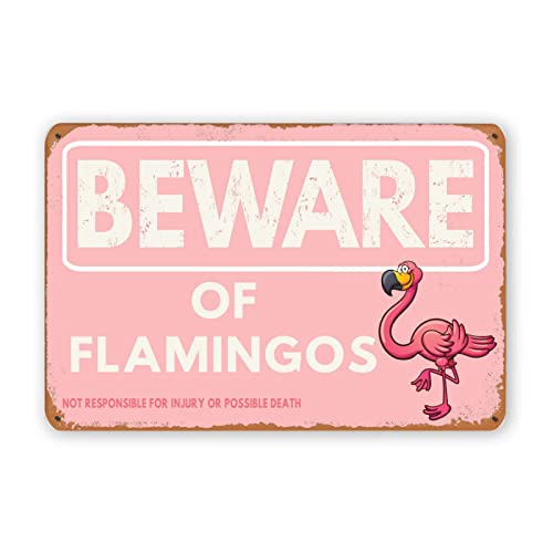 WSTKJW Flamingo-Metallschilder, Vintage-Wanddekoration für Zuhause, Küche, Bar, Terrasse, Zimmer, Garage, Retro-Blechposter, 30,5 x 20,3 cm von WSTKJW
