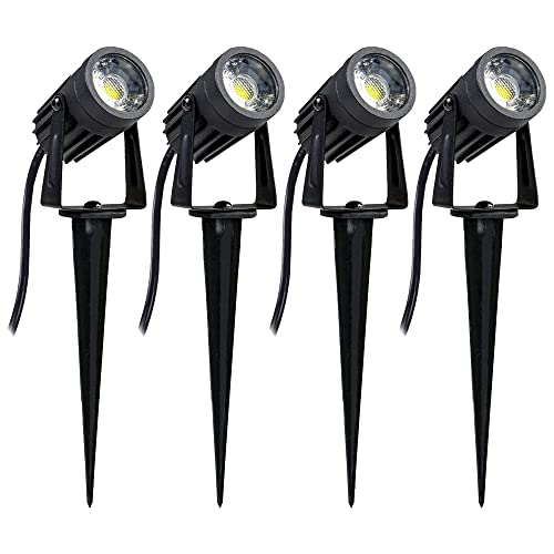 4x WSU Led Gartenstrahler 5W 60° 3000K für Garten, 4 Sück Dekorative Led Gartenleuchten IP65 wasser- und staubgeschützt mit 1m Kabel und Erdspieß von WSU Lights