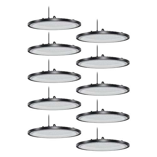 WSU Lights 10x UFO LED High Bay Light - Energiesparende Hallenstrahler, Ultrachflach, 200W, 6000K Kaltweiß, IP65 Wasserdicht, Ideal für Fabrik, Garage & Lagerhaus (10 Stück, 200 Watt) von WSU Lights