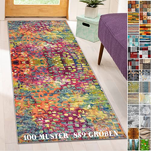 WTHYGB 70x230cm Teppich Läufer für Flur Küche Wohnzimmer Schlafzimmer Korridor, rutschfest Waschbar Teppichlaeufer, Meterware Lang Dauerhaft Polyester Flurläufer, 100 Muster, 6mm Dicke Küchenläufer von WTHYGB