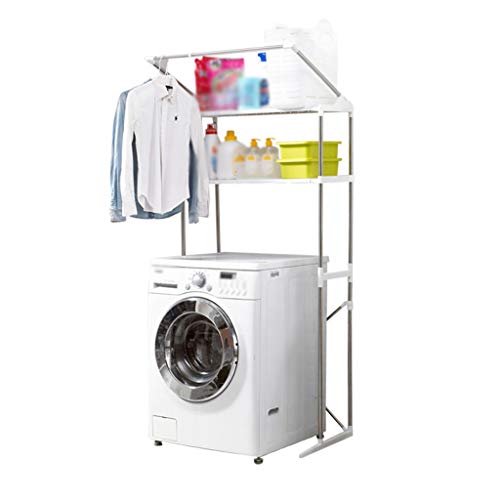 WTMY Badezimmer-Aufbewahrungsregal, 2-stöckiges Aufbewahrungsregal über der Waschmaschine mit Schiene, platzsparend, Toilettenregal, für Waschküche, Wohnzimmer. von WTMY