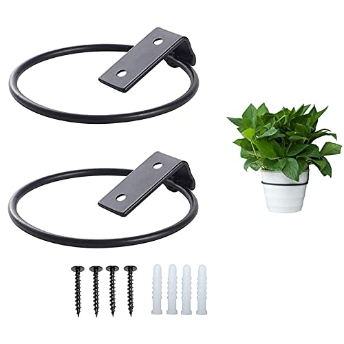 WUDQIJI Blumentopfhalter 2 Stück 10cm Ring Pflanzer Rack Wandhalterung Blumentopfhalter Ring Blumentopf Wandhalterung Metall Blumentopf Haken mit Schraube für Hausgartenbalkon(4 Zoll) von WUDQIJI