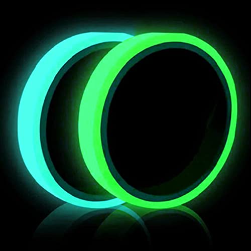 WUDQIJI Fluoreszierendes Klebeband 10m×10mm 2 Rolle Phosphor Markierungsband Leuchtendes Klebeband Wasserdicht Luminous Tape Warnband Nachleuchtend für Sicherheitszeichen Signale(Grün, blau) von WUDQIJI