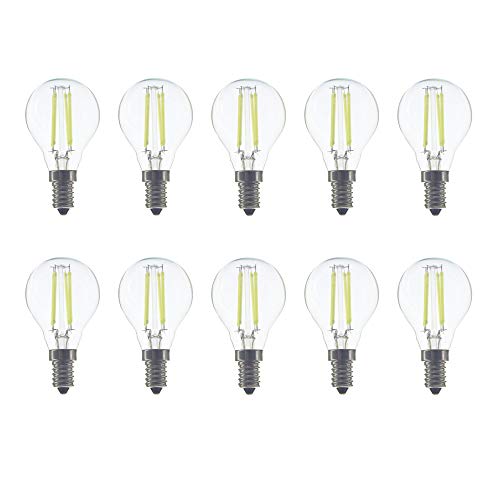 WULUN 10 Stück E14 4W LED Filament Lampen, Edison G45 Mini Globe Lampe, Glas Klar, 6000K Kaltweiß, 400 LM, 360° Abstrahlwinkel, Nicht Dimmbar, Entspricht 40W Glühlampe, AC 220-240V von WULUN