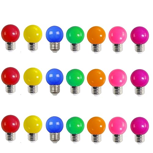 WULUN 12er-Pack farbige glühbirnen deko glühbirne 2 w led g45 Beleuchtungsbirnen, bunte Golfball-Lampen,glühlampe e27, gemischte Farben, Rot, Grün, Blau, Orange, Gelb，Rosa, Lila von WULUN