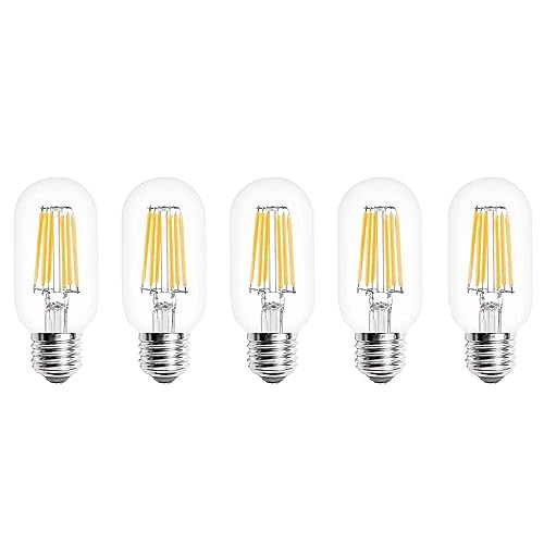 WULUN 5 Stück E27 T45 LED Rohrförmige Lampe, Retro Edison Filament Glühlampe, 6W, 600LM, 2700K Warmweiß, Entspricht 60W Glühlampe, Nicht Dimmbar von WULUN