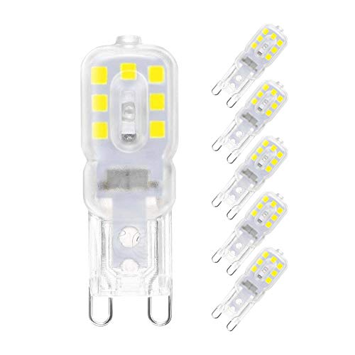WULUN G9 3W LED Lampe, 14 x 2835 SMD LED, 6000K Kaltweiß, 300Lumen, Nicht Dimmbar, Ersatz für 30W G9 Halogenlampen, 220-240V, 6 Stück von WULUN
