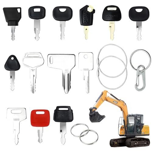 WUSANNA Bagger Schlüssel Set 18 Stück Multifunktions Baumaschinen Schlüssel Set Baumaschinen Schlüssel Universeller Motorstartschalter Zündschlüssel Set für Caterpillar, Hitachi, Kobelco und Komatsu von WUSANNA