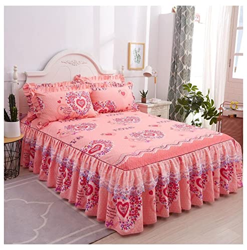 Rüschen Bed Skirt 200x200/ 180 x 200/ 200x220 Bettvolant 3pcs Cover Wrap- Around Bettvolant Tagesdecke Matratzen Spitze​ Mit Rüschen Fade Beständig Bett Abdeckung von WXQY