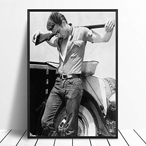 shuimanjinshan James Dean Schwarz Weiß Heißes Ölgemälde Lesen Filmstar Poster Drucken Wandkunst Leinwand Bild Home Wohnzimmer Dekor 50x70CM Kein Rahmen H-1658 von WYBOT